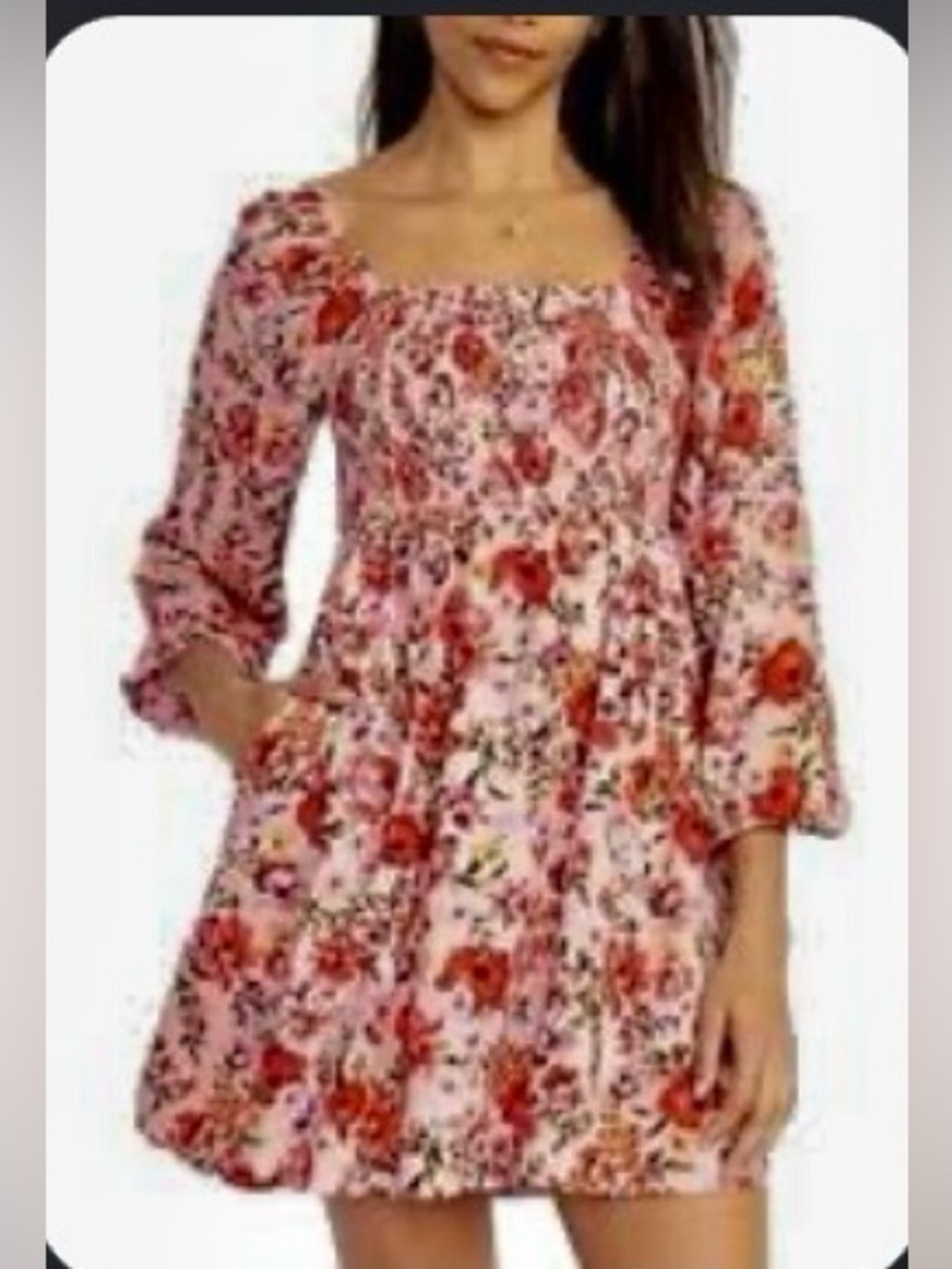 🌞 4/$20 Old Navy Pink Floral Cottages Mini Dress with Pockets Women’s Medium